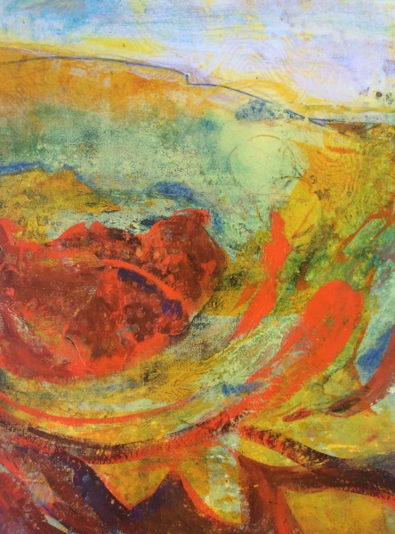 "Abstract Hillside" ©Ruth Armitage 2015, Acrylic on Paper 15"x11"