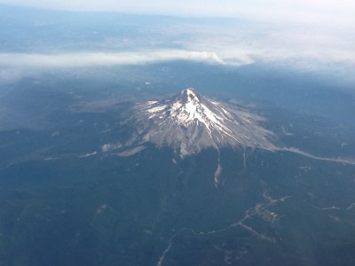 Flying out of Portland - Fire in the Dalles in the background