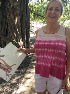 Cindy at the huge Banyan tree