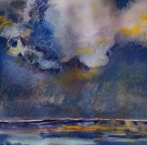 "Tropical Storm" ©Ruth Armitage, 8"x8" Watercolor on Paper