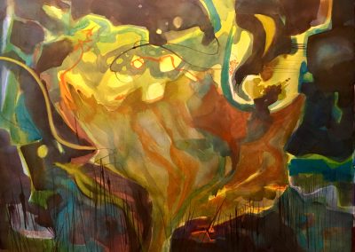 Abstracted Floral "Wild Daffodil" Watercolor on Paper ©Ruth Armitage 22"x30" $1950