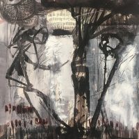 "Under the Walnut Tree" Mixed Media on Paper, 15"x11" $395